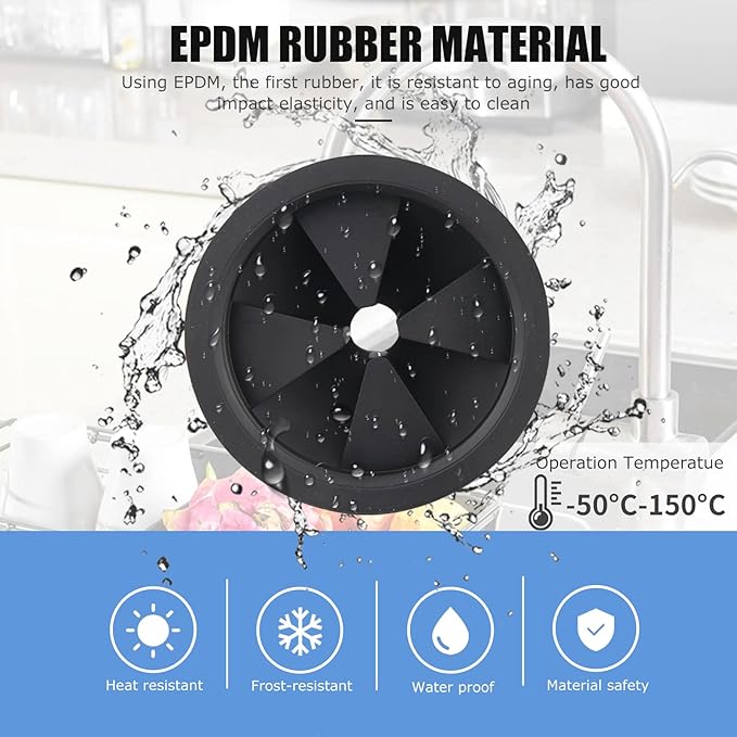Garbage Disposal Splash Guards, 2-Pack 3 1/8" Sink Baffle Food Waste Disposer Drain Splash Guard Collar Quiet Collar Cover EPDM Rubber Drain Plugs Insert Parts for Waste King, Whirlaway, GE Disposer