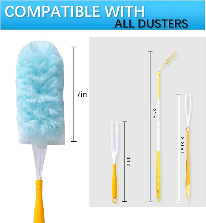 50 Count Duster Refills for Swiffer Dusters with 2 Handle, 360° Heavy Duty Duster for Swiffer Duster Refill,4X Microfibers Disposable Duster Refills Kit for Cleaning Home, Office, Corners, Blinds