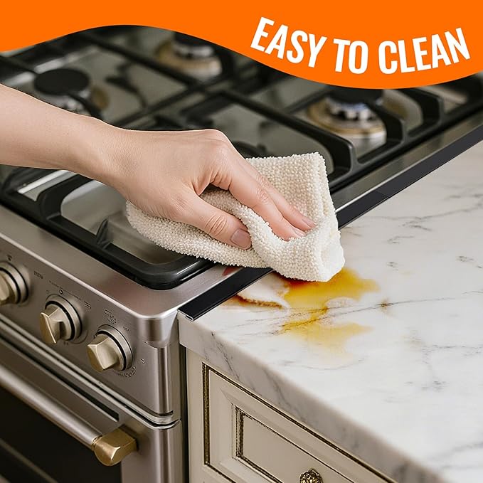 Stainless Steel Stove Gap Covers, Stove Gap Filler for Kitchen, Range Trim Kit for Counter Sink, Adjustable Length 13.8" to 27.5" Heat Resistant Stove Guard Between Stove & Countertop, Black ( 2 PCS)