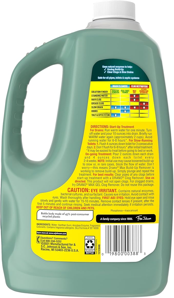 Drano Max Build Up Remover Drain Cleaner, Great for Clog Prevention, Commercial Line, 60 oz
