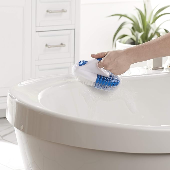 Clorox Multipurpose Flex Scrub Handheld Cleaning Brush with Removable Handle, Blue/White
