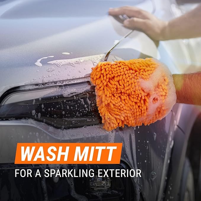 Armor All Car Wash Kit, Includes Car Wash Soap, Wash Mitt & Microfiber Towel (3 Piece Kit)