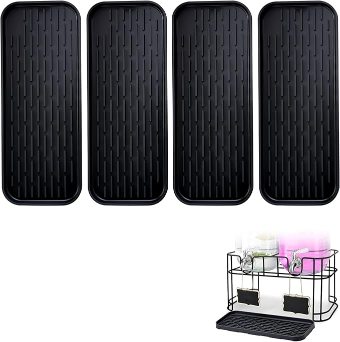 Drip Pan Compatible with Drink Dispenser, 4 Pack Silicone Tray Mat for DD&HAPP Glass Drink Dispenser