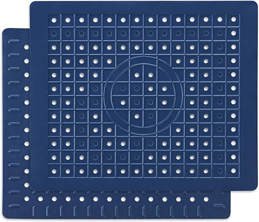WILLKOMMEN Kitchen Sink Mat, 12" x 10" Dish Drying Mat, Rectangular Sink Protector Mats for Bottom of Kitchen Sink, Fast Draining Sink Mats Grid, 2 Pack Dark Blue