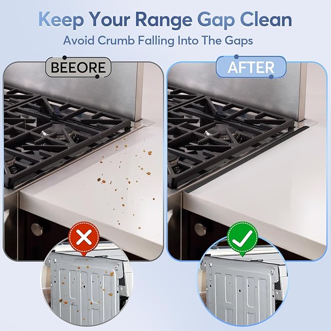 Stove Gap Covers, 2Pcs Stainless Steel Stove Guard, Adjustable Stove Gap Filler for Kitchen Counter Side Gap, 13.8" to 27.5" - Black