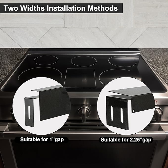 15.7" - 28" Stove Gap Filler, Slide-in Range Rear Filler Kit - Stainless Steel Backsplash for Stove, Easy to Install Backsplash Behind Stove Between Stove Range and Wall for Most Kitchen Stoves -Black