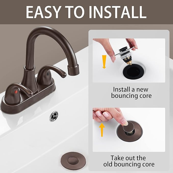 Fransiton 2 Pack Bathroom Sink Stopper, 1.1-1.77 Inch Basin Pop Up Sink Drain Stopper, Anti Clogging Drain Plug with Detachable Hair Catcher, Dark Bronze