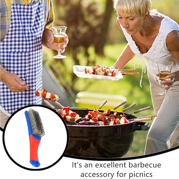 2 PCS Wire Brushes Professional Wire Grill Brushes Wire Cleaner Heavy Duty Stainless Steel Grill Cleaning Wire Brush with Rubber Covered Handle for BBQ Grill Accessories