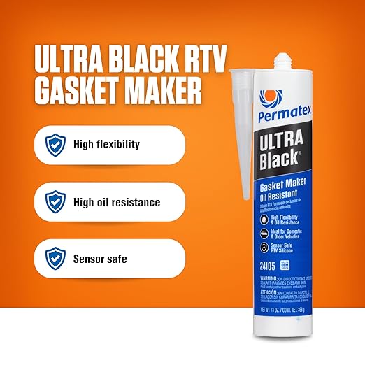 Permatex 24105 Ultra Black Maximum Oil Resistance RTV Silicone Gasket Maker, 10.6 oz. Cartridge