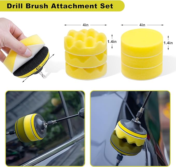 29Pcs Car Detailing Kit with 18" Wheel Rim Brush, Car Detailing Brush Set, Car Cleaning Tools Kit for Interior Exterior Wheels, Yellow