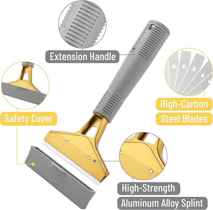 Bates- Razor Blade Scraper Set, 2 Pack, 1.5" & 4" Razor Scraper Tool with 20 Extra Carbon Steel Blades, Window Scraper Blades, Glass Scraper for Windows, Paint Scraper Blade Scraper for Cleaning