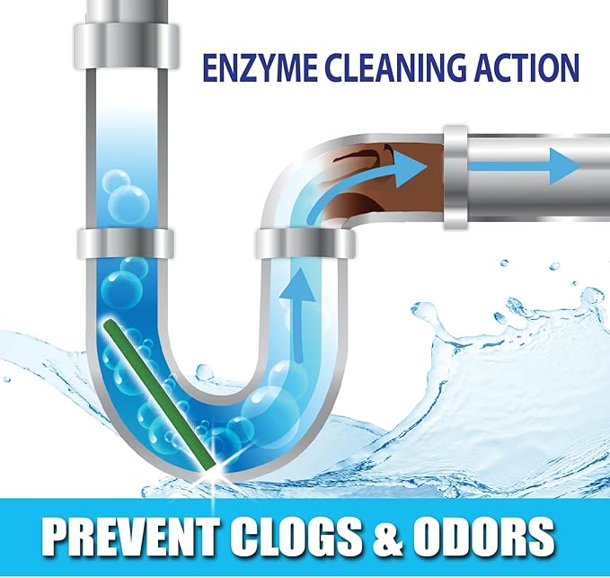 SANI 360° Sani Sticks Drain Cleaner and Deodorizer, Enzyme Pipe Cleaners, Eliminate Odors, Prevent Clogged Drains, Safe for Sinks, Bathtub Drains, Septic Tanks, 24 Count, Pine Scent