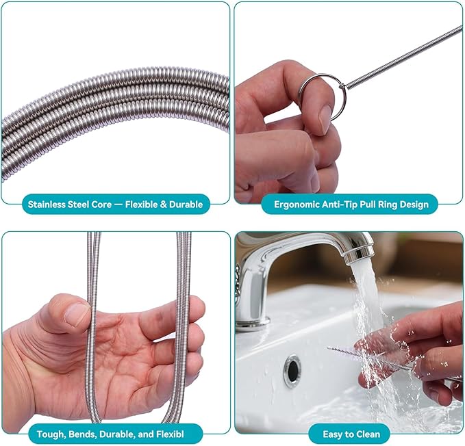 2 Pack 80 Inch Flexible Drain Brush, Sunroof Drain Cleaning Tool for Ice Maker, Refrigerator & AC Drain Line