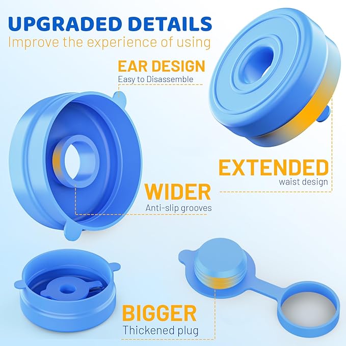 Myvision Reusable 3-5 Gallon Water Jug Caps, Secure Cap for Water Dispenser,No Spill Silicone Replacement Cap,Suitable for bottle mouths with diameters ranging from 1.89 to 2.16 inches (8)
