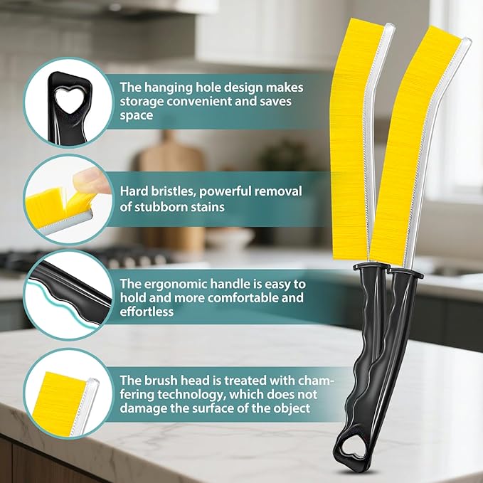 6Pcs Crevice Cleaning Brushes for Household Use, Grout Cleaner Brush, Hard Bristle Groove, Gap Cleaning Tool, Suitable for Hard-to-Reach Regional Spaces（Thick）
