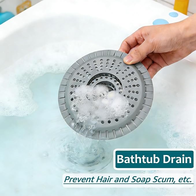 3 Pack Bathroom Sink Drain Strainer, Hair Catcher Shower Drain, Shower Drain Cover, Bathtub Hair Catcher, Silicone Tub Hair Trap Stopper Accessories, Kitchen Sink Garbage Plug Bathroom Necessities