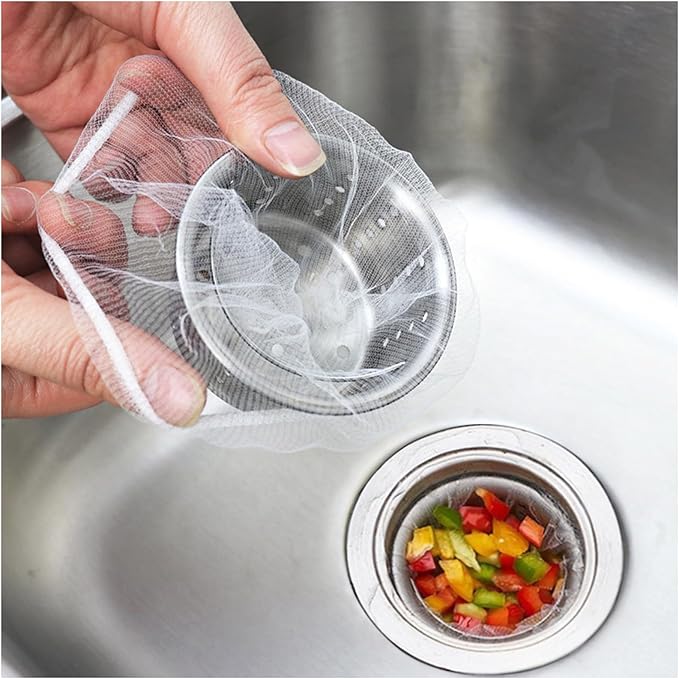 200 Sink Strainer Mesh Bags for Sink Drain Strainer,Anti-Clogging Disposable Drain Dovers Net Filter Sink Trash Catcher Bags for Kitchen,Bath,Tub Drain for Garbage Leftover Hair etc