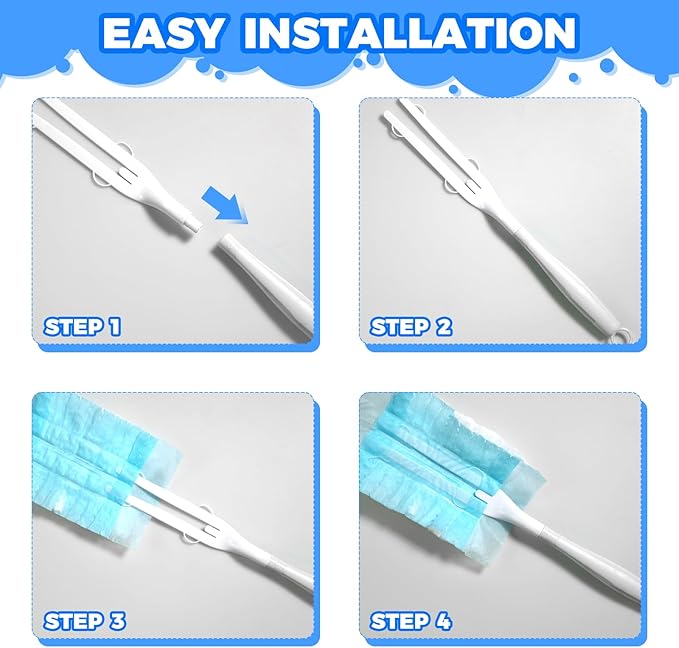 10PCS Duster Refills Folding Handles Set Compatible with Swiffer Dusters,Disposable Static Dust Removal Brush Handle for Dusting Electronics,Furniture,Blinds,Ceiling Fans (10, White)
