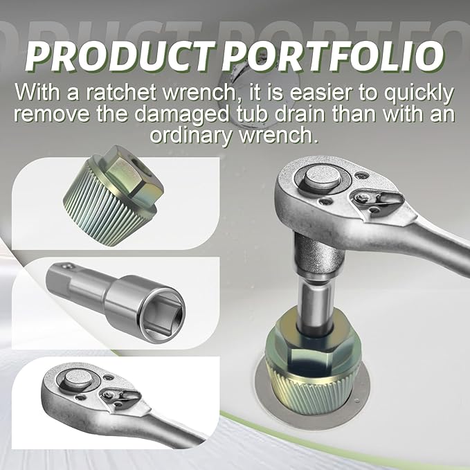 1.5'' Tub Drain Extractor Remove the 1.5-inch Old Broken, Stubborn Rusted Drain Tub Bathtub Remover Strong Grab Plumbing