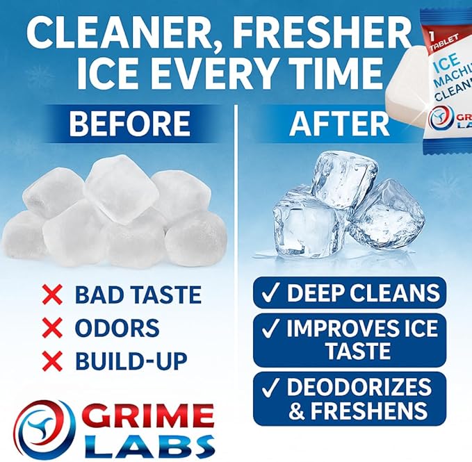 Ice Machine Cleaner Tablets Descaler – 24 Pack (1 Year Supply) – Nickel-Safe, Removes Mold & Improves Taste – Compatible with Countertop & Nugget Ice Makers