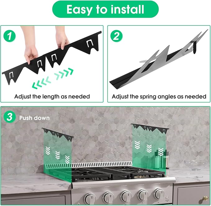 Stove Gap Covers, Stove Gap Filler Stainless Steel Oven Side Gap Filler for Kitchen Oven Counter, Adjustable Length 13.8" to 27.5" (Black, 2PCS)