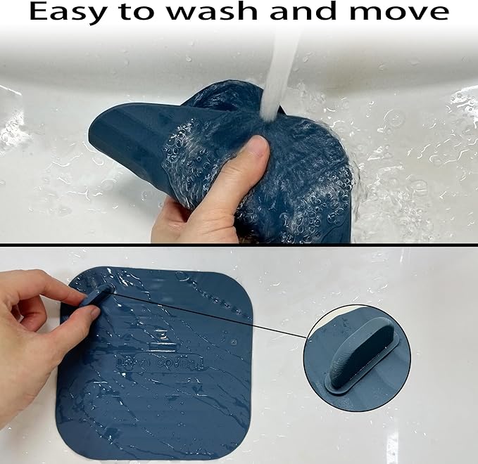 Shower Drain Cover Tub Stopper,2 Pieces Sewer Anti-Odor Mat Deodorizing Drain Plugs for Kitchen,Bathroom and Laundry(5.9x5.9 inch) Blue