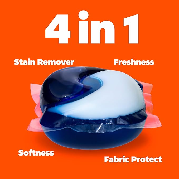 Tide PODS Laundry Detergent Soap with Downy 4-in-1 Stain Remover Freshness Softness Detergent pacs, April Fresh Scent, 32 Count
