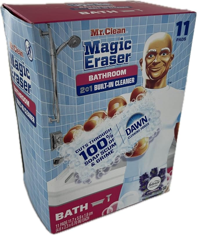 Mr. Clean Magic Eraser Bathroom 2 in 1 Built in Cleaner, 11 Count