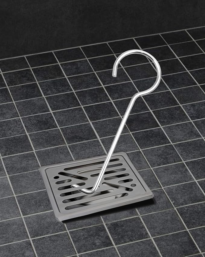 2 PCS Drain Key Lifting Hook, 304 Stainless Steel Drain Grate Puller Lift Out Key for Shower Drain Daily Cleaning, Silver