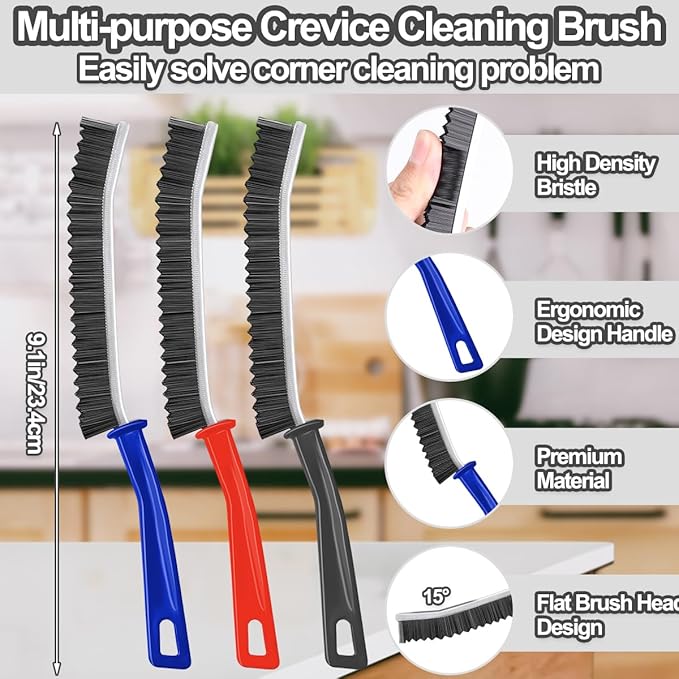 XANGNIER Hard Bristle Crevice Cleaning Brush,Multifunctional Gap Scrub Brush,Home Essentials,Bathroom Cleaner Tools for Household Use,Window,Toilet,Grout,Car,Kitchen Cleaning Brushes Gadgets,3 Pcs
