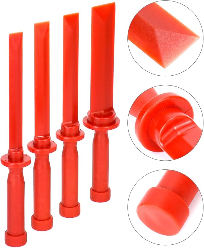 QWORK Plastic Chisel Scraper Set, 3/4", 7/8", 1", 1-1/2" Chemical Resistant Scraper Tool, No-marring Plastic Chisel Set for Removes Debris, Adhesives, Film, Paint