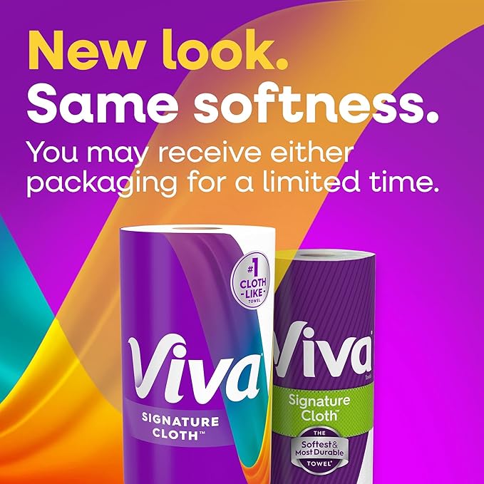 Viva Signature Cloth Paper Towels, Task Size, 12 Family Triple Rolls, 141 Sheets per Roll (Packaging May Vary)