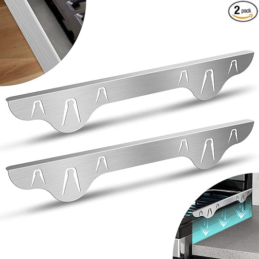 Stainless Steel Stove Gap Covers 25.5~51 Inch Retractable, Range Trim Kit Between Stove Top and Counter Heat Resistant & Easy to Clean Oven Gap Filler by BOGDA Silver (2 Packs)