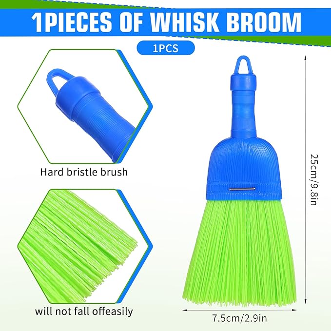 Whisk Broom Hand Brush Fiber Outdoor Car Broom with Hang Hole Durable Bristles Whisks Away Dirt Debris for Cleaning Inddoor Porches Floors Decks Driveways Dirt Dust