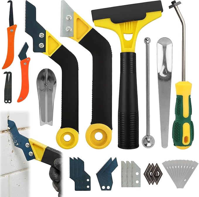 37 Pack Grout Removal Tool Kit – 3 Tile Grout Saws & 20 Blades for Cleaning & Repair | Perfect for Bathroom Showers & Floor Tile – Ideal DIY Tool for Homeowners’ Grout Maintenance