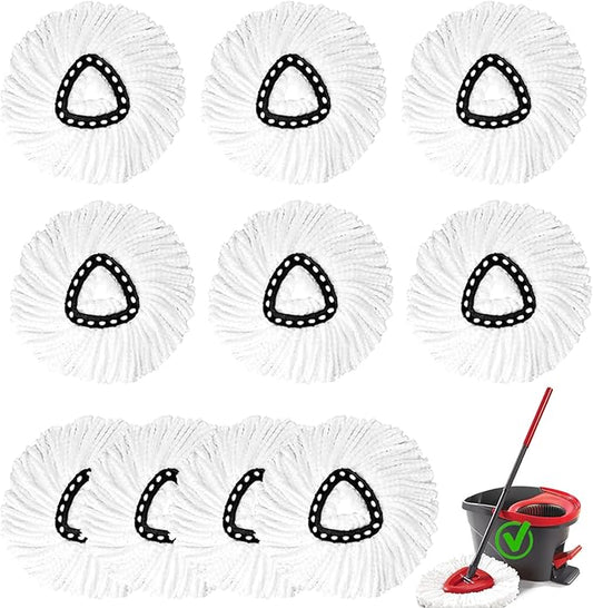 10 Pack Spin Mop Replacement Heads, Mop Replace Head Easywring 1-Tank System, Mop Head Replacement for Hardwood Floor Cleaning, Machine Washable and Easy to Replace