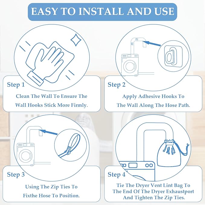 4 Pack Dryer Vent Lint Catcher Bags, Lint Trap Catcher for Dryer Vent, Indoor Outdoor Dryer Lint Catcher Trap and Filter, Dust Catching for Ventless Dryer Vent to Capturing Lint and Dust