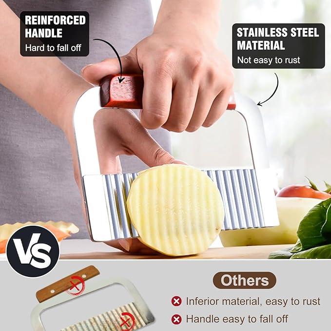 Walfos Stainless Steel Wavy & Straight Soap Mold Loaf Cutters, 2 Packs Soap Cutter for Soap, Garnish, Potato, Vegetable & Cake, Silver