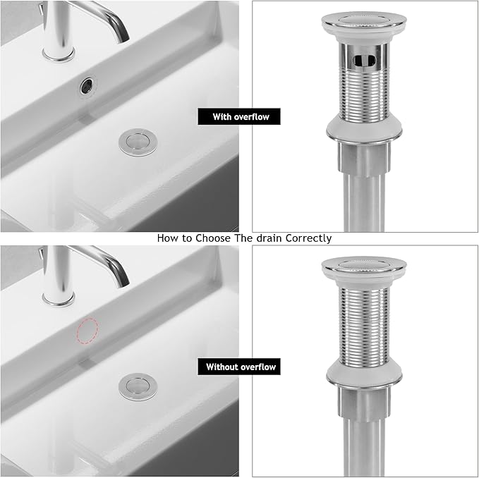 Bathroom Sink Drain,5 Pack Drain Stopper with Overflow,Small Cap Pop Up Drain Assembly with Detachable Strainer Basket,Built-in Anti-Clogging, Stainless Steel Nut Brushed Nickel
