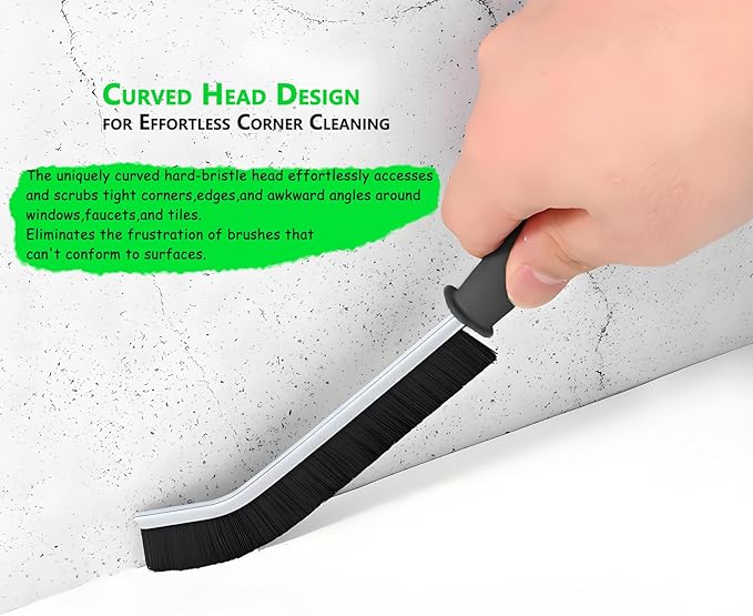 Grout Brush Stiff Bristle, Crevice Cleaning Brush for Tight Spaces, Multi-Surface Scrubber for Kitchen Sink, Bathroom Tile,Toilet,Window Tracks & Faucets - 3 Pack
