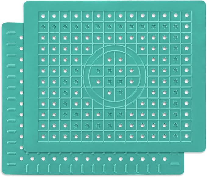 WILLKOMMEN Kitchen Sink Mat, 12" x 10" Rectangular Sink Protector Pad, Fast-Draining Grid Design Liner, Dish Drying Mat 2 Pack Mint Green