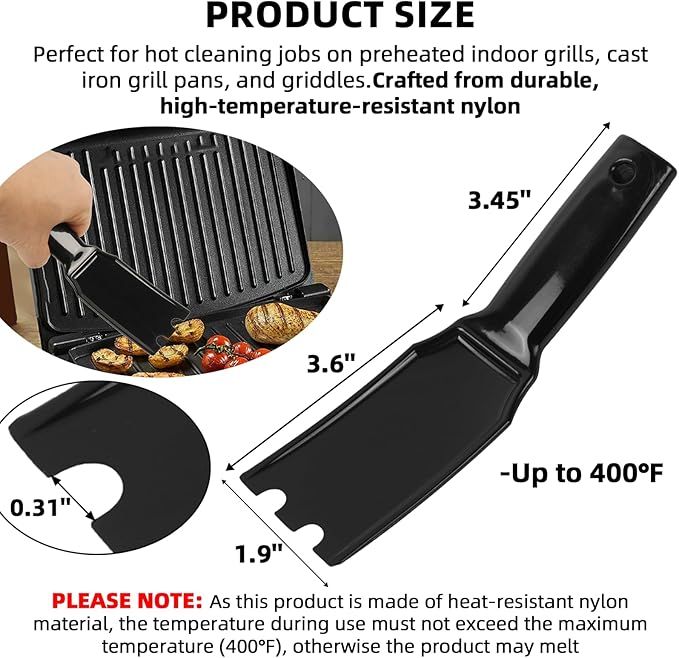 TonGass Upgrade Grill Scraper Compatible with George Foreman 1925B01B, Plastic Grill Spatula for George Foreman Indoor Grills & Most Other Indoor Grills with Grooves, Heat-Resistant & Durable