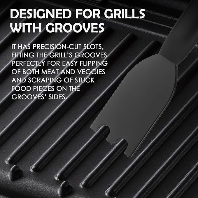 Grill Scraper for George Foreman Indoor Grills and Other Indoor Grills with Grooves,Heat-Resistant Grill Spatula with Ergonomic Handle