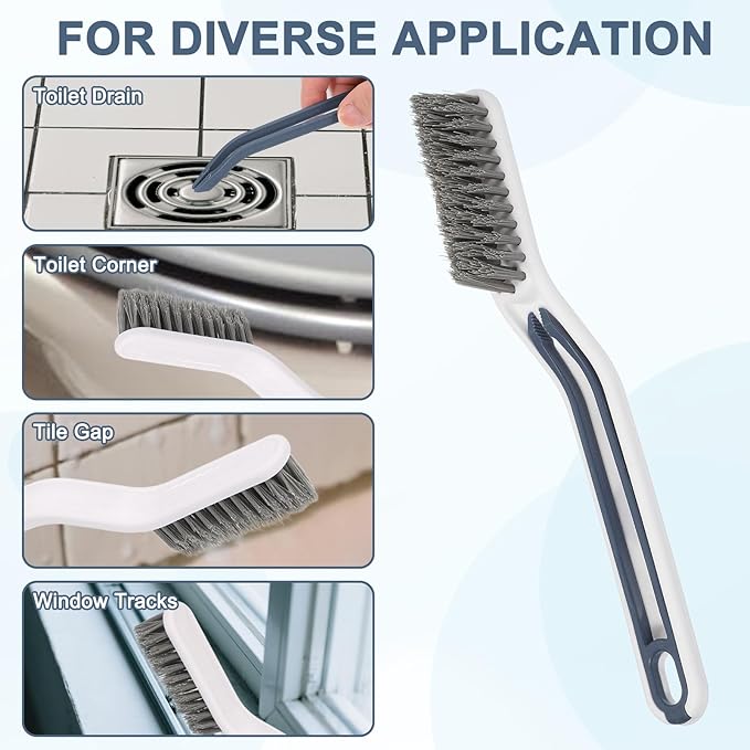 uxcell Crevice Cleaning Brush with Tweezer, Hard Bristle Gap Brush for Tidying Narrow Space, Deep Cleaning Supplies for Kitchen Sink, Toilet, Bathroom, Bathtub, Home, Window, White 2Pcs