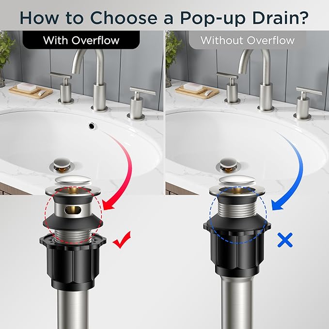 FORIOUS Bathroom Sink Drain Without Overflow, Pop-up Drain Assembly with Detachable Basket Stopper, Anti-Explosion and Anti-Clogging Drain Strainer, 304 Stainless Steel,Brushed Nickel