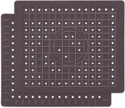 WILLKOMMEN Kitchen Sink Mat, 12" x 10" Rectangular Sink Protector Pad, Fast-Draining Grid Design Liner, Dish Drying Mat 2 Pack Coffee
