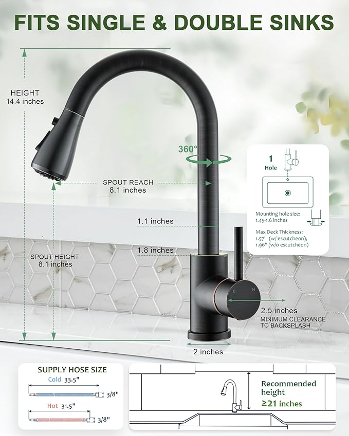 Kitchen Faucets with Pull Down Sprayer, Bar Sink Faucets, Touch On Kitchen Sink Faucets, Touchless Kitchen Sink Faucets