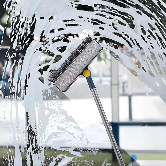 2-in-1 Window Screen Cleaning Brush, Double-Sided Mesh Cleaner Tool for Screens, Patio, Porch, Door and Window, Dry & Wet Use, Small Handheld Screen Brush for Dust and Grime (Blue & Gray)