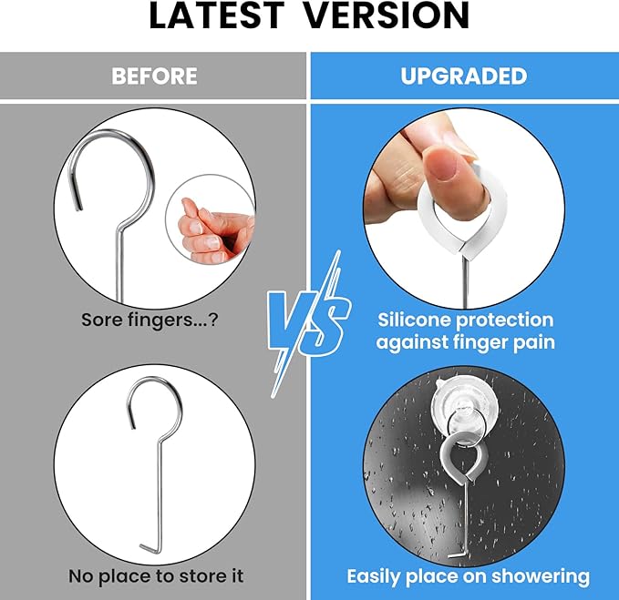 2-Pack Shower Drain Hooks for Drain Cover Removal, Assists with Linear Drain Grate Removal and Clean, Stainless Steel Silicone Protector Extractor Tool.(Gray)