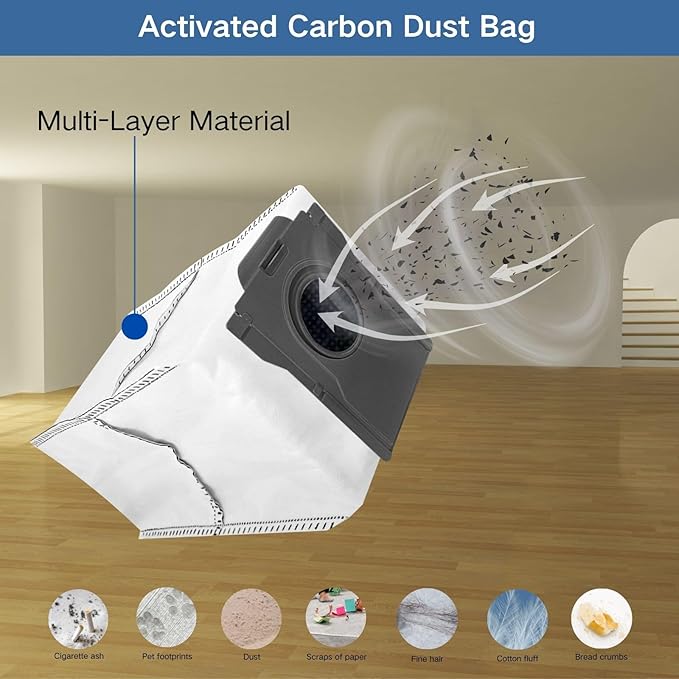 Robot Vacuum Replacement Accessories Kit Compatible with Dreame L50 Ultra, Dreame X50 Ultra, Mova V50 Ultra, Dreame L40s Ultra - 8 Mop Pad,7 Dust Bag,6 Side Brush,6 Filter,2 Detangling Dual Main Brush